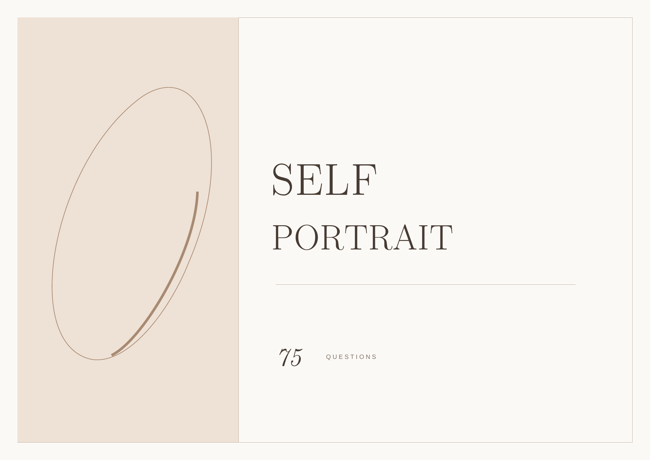 SELF PORTRAIT 75問版の実際の表紙。クリームとトープのカラー版。